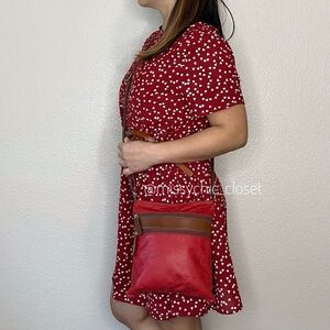 Florence Genuine Leather Italy Red Crossbody Bag